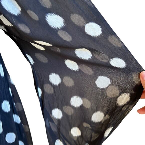 Anthropologie Maeve black white polka dot dress open back sheer sleeves sz xs - Picture 11 of 13